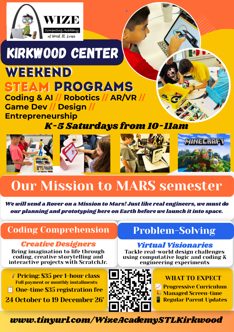 Weekend Coding and Robotics Classes, Fall 2026, Kirkwood Community Center